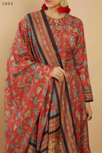 Women's Partywear Designer Red Soft Dola Silk Anarkali suit with Dupatta - Kalishta | Grocsy