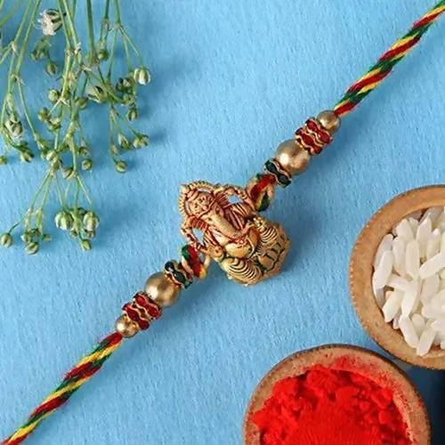 Authentic Design Ganesha Rakhi & Kaju Katli Box | Grocsy