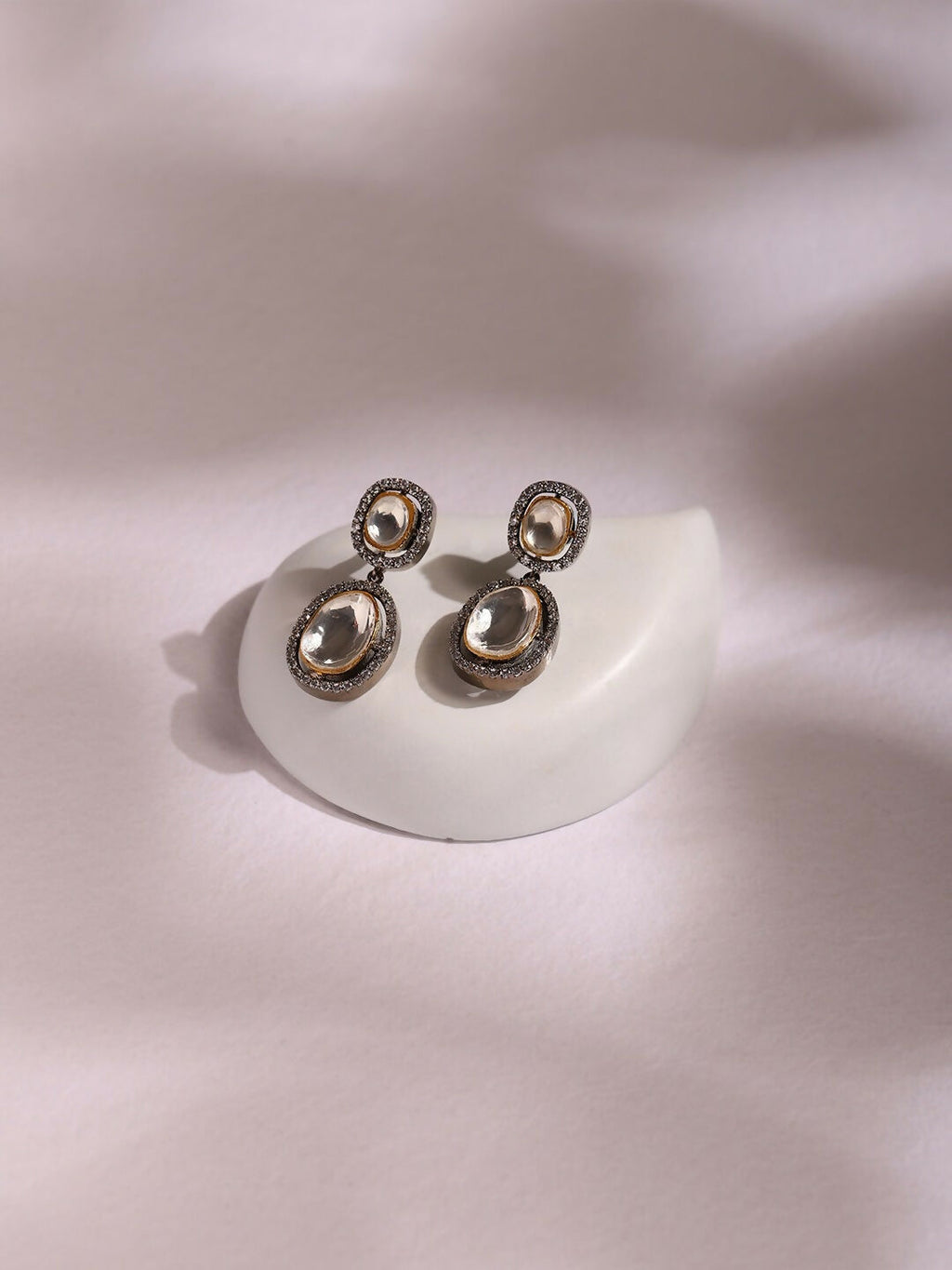 Duet Diamond & Kundan Earrings- Ruby Raang | Grocsy