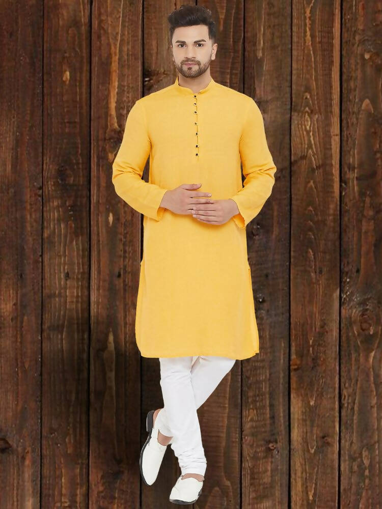 Even Apparels Pure Cotton Yellow Kurta - Yellow | Grocsy