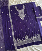 KC Purple Georgette Heavy Embroidered Fancy Suit For Women | Grocsy