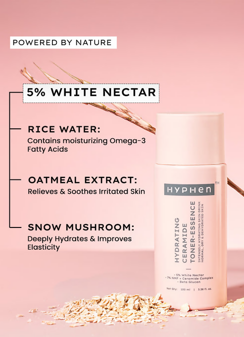 Hyphen By Kriti Sanon 7% Ceramides-Nmf Milky Toner Essence With 5% Glass Skin Blend Of Rice Water Snow Mushroom & Oatmeal | Grocsy