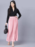 Myshka Chiffon Solid Pink Women Skirt | Grocsy