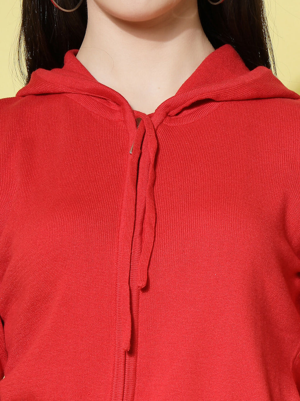 Women Winter Red Cotton Cardigan - Wool Trees | Grocsy