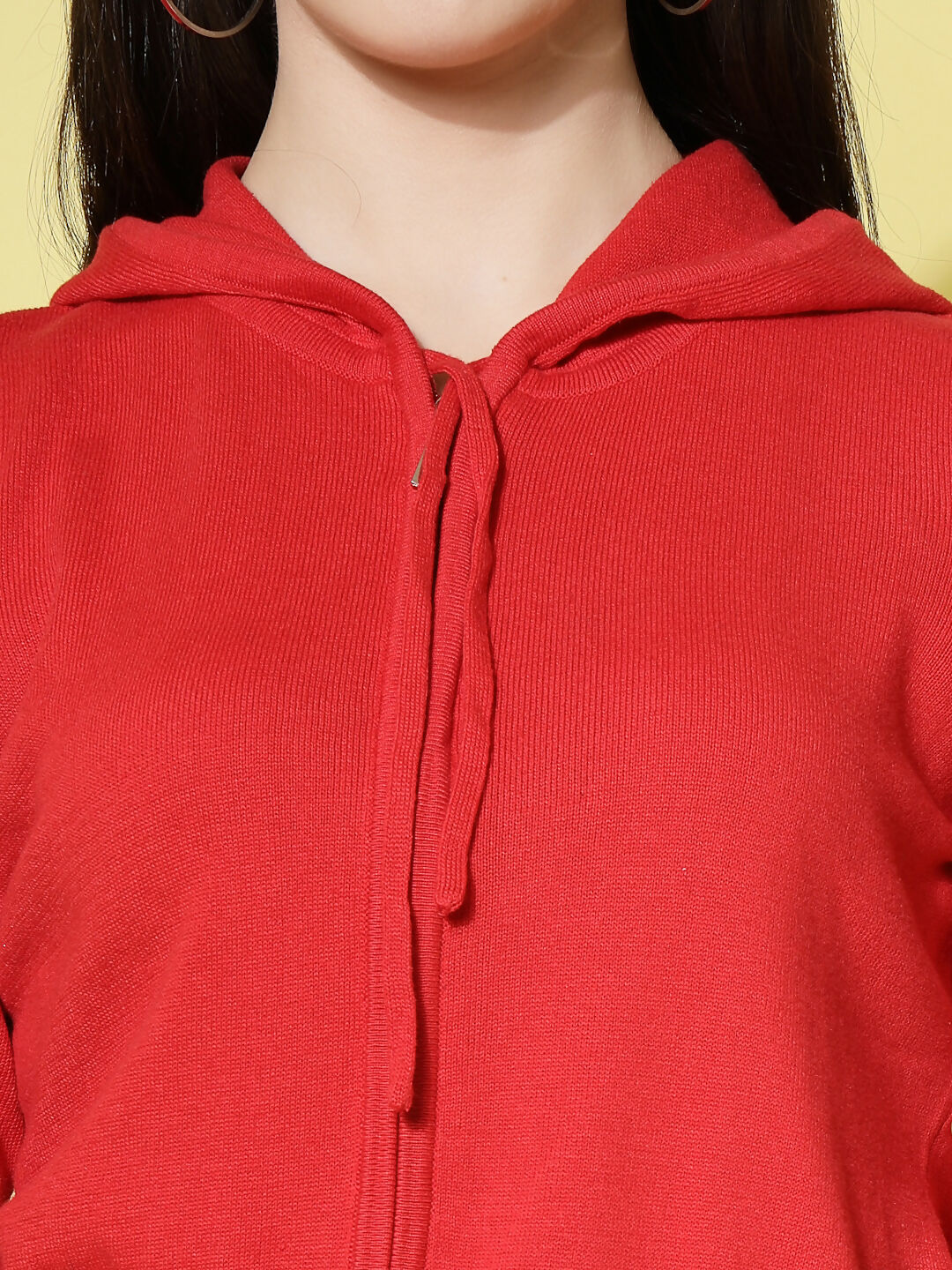 Women Winter Red Cotton Cardigan - Wool Trees | Grocsy