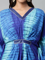 Ahalyaa Women Royal Blue Crepe Digital Printed Kaftan Kurta | Grocsy