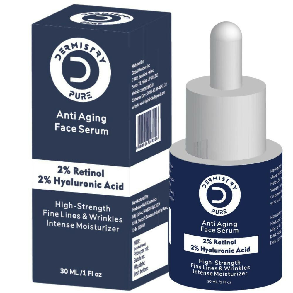 Dermistry Pure 2% Retinol 2% Hyaluronic Acid Anti Aging Moisturizer Fine Lines Wrinkles Face Serum | Grocsy