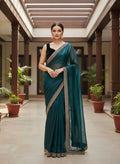 Joban Fashion Petrol Soft twill Net Party Wear Sarees | Grocsy