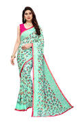 Vamika Ethnic Fire Green Printed With Lace Saree | Grocsy