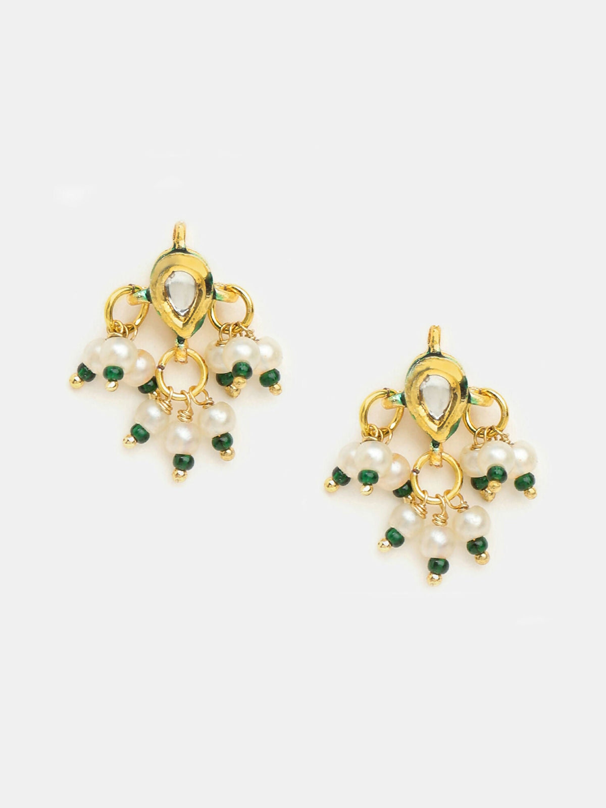 Ruby Raang Pearl Blossom Set Of Maang Tikka And Earrings | Grocsy