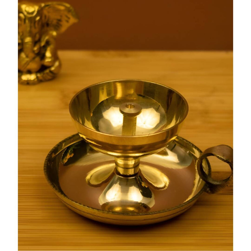 Spillbox Gold-Toned Brass Nandha Sampat Diya Pooja Essential | Grocsy