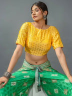Amodini Designer Studio Women's Banarsi Brocade Yellow Blouse | Grocsy