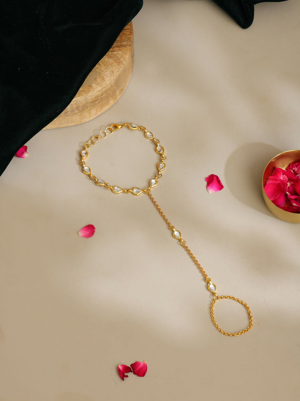 Ruby Raang Kundan & Gold Haath Phool | Grocsy