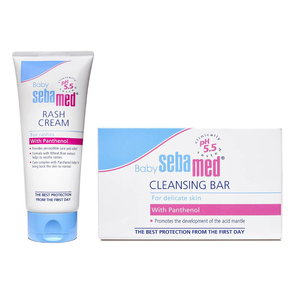 Sebamed Baby Rash Cream 100ml & Baby Cleansing Bar 100gm Combo | Grocsy