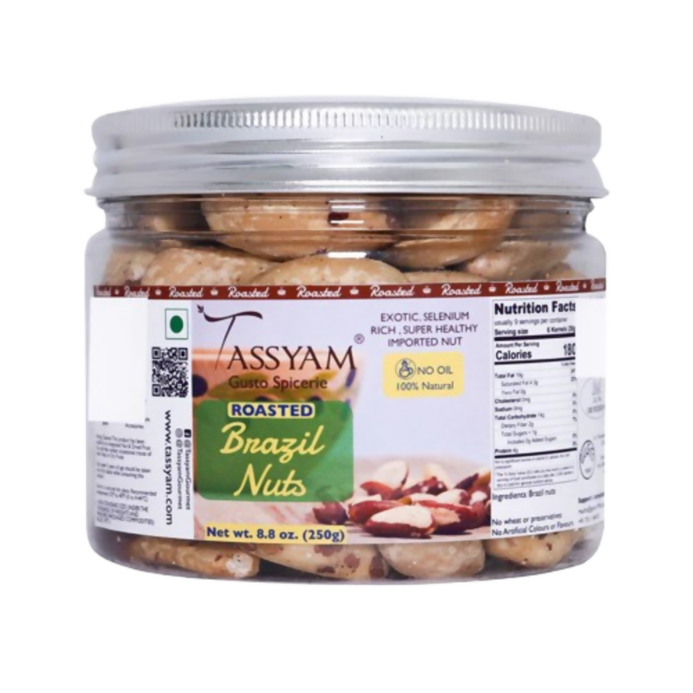 Tassyam Organics Roasted Brazil Nuts Jar | Grocsy