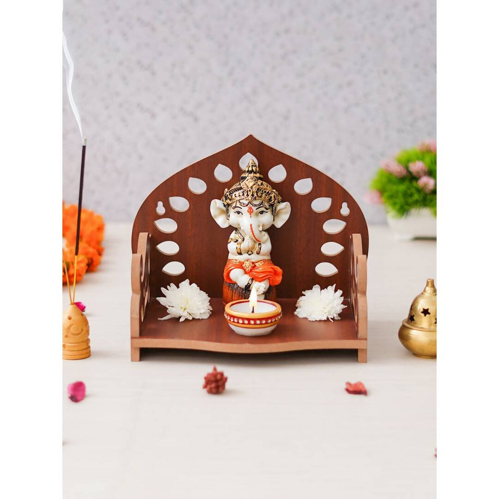 eCraftIndia Brown Decorative Wooden Pooja Temple | Grocsy