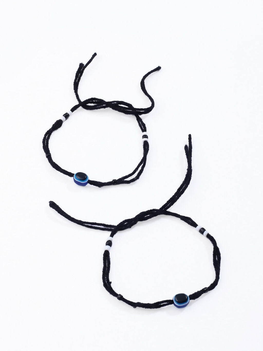 NVR Women Set of 2 Black Beaded Evil Eye Anklet | Grocsy