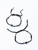 NVR Women Set of 2 Black Beaded Evil Eye Anklet | Grocsy