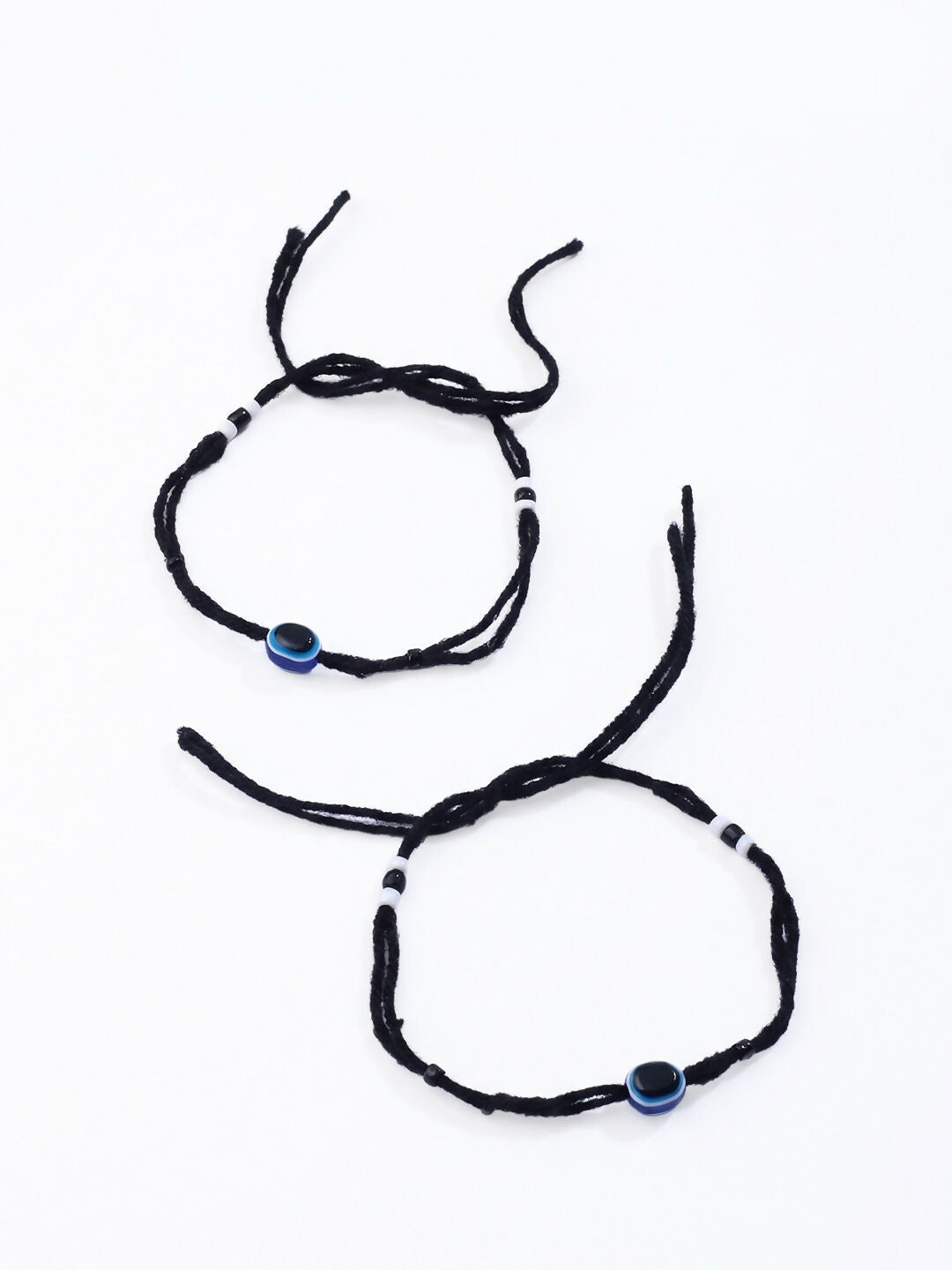 NVR Women Set of 2 Black Beaded Evil Eye Anklet | Grocsy