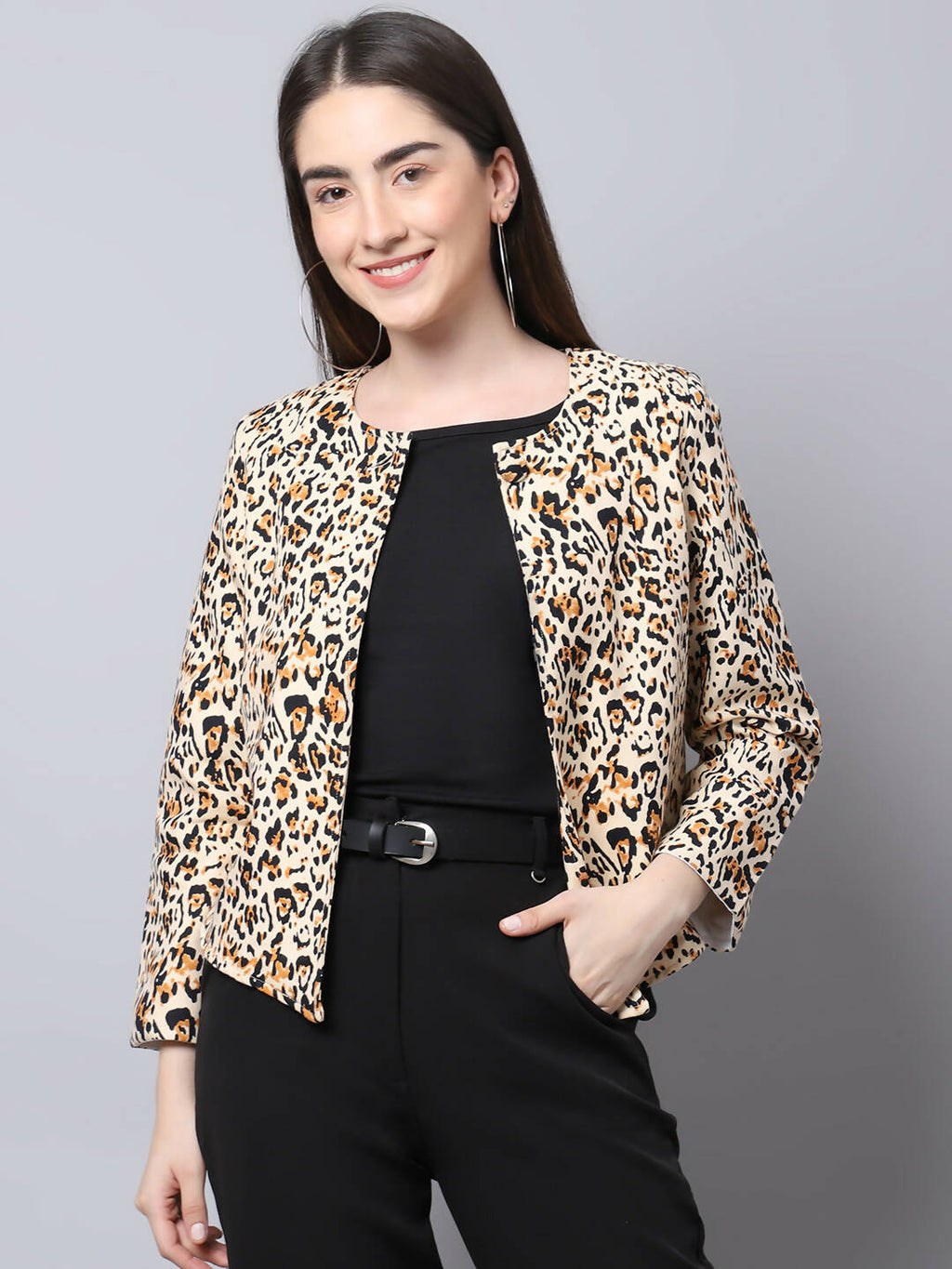 Even Apparels Multi 100% Viscose Open Front Statement Women's Jacket | Grocsy