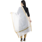 A R Silk Chanderi Crush Crush Design White Color Dupatta or Chunni | Grocsy