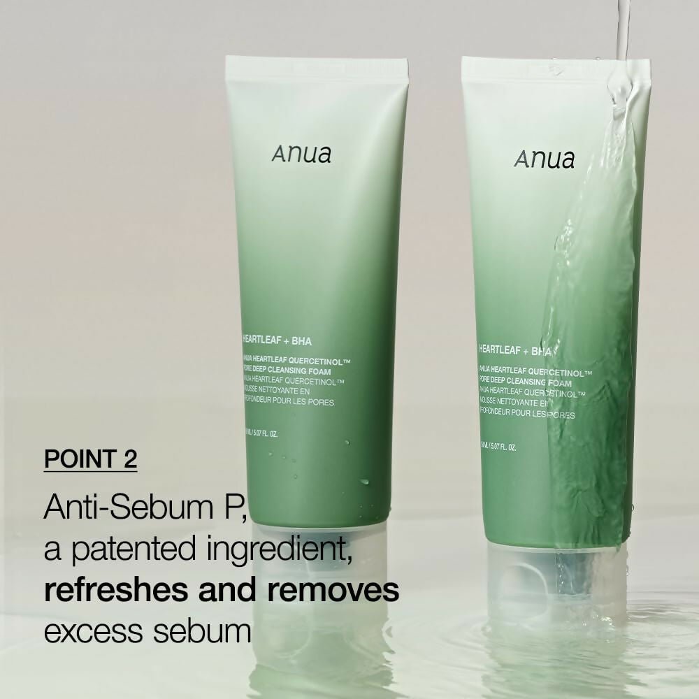 Anua Heartlef Quercetinol Pore Deep Cleansing Foam - Korean Skincare | Grocsy