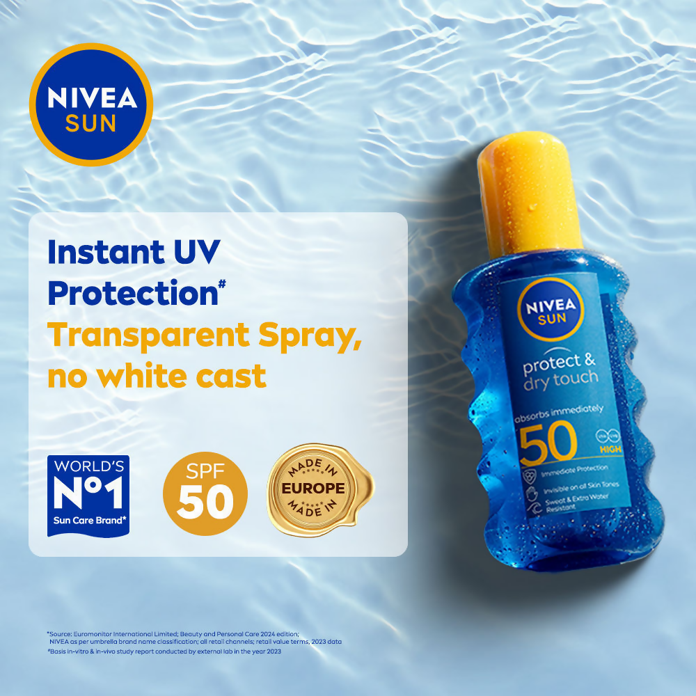 Nivea Sun Dry Touch SPF 50, Transparent Sunscreen Spray | Grocsy
