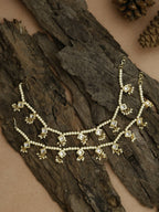 White Gold-Toned Plated Kundan Anklets Set Of 2 - Ruby Raang | Grocsy