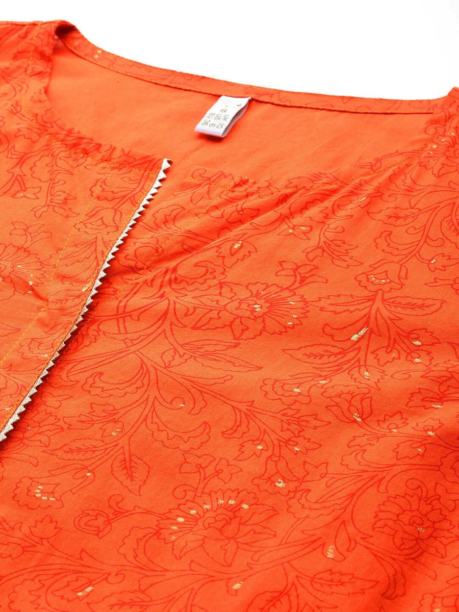 Ahalyaa Women's Traditional wear Kurta Set - Orange | Grocsy