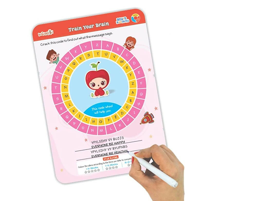 Braintastic Brain Booster Game/Toy (6-99 Years)-Write & Wipe Reusable Activity Sheets with Marker & Jigsaw Puzzle Learning Tools for Kids 6+ Years | Grocsy