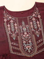 Wine Chinon Floral Embroidered Top - Zeny | Grocsy
