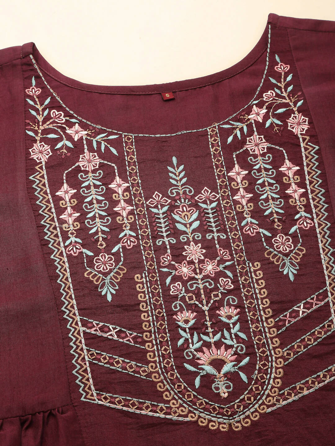 Wine Chinon Floral Embroidered Top - Zeny | Grocsy