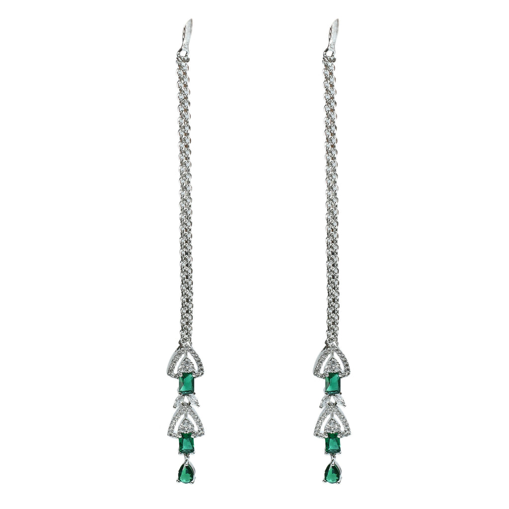 Mominos Fashion Johar Kamal Silver-Plated American Diamond Green Choker Set | Grocsy