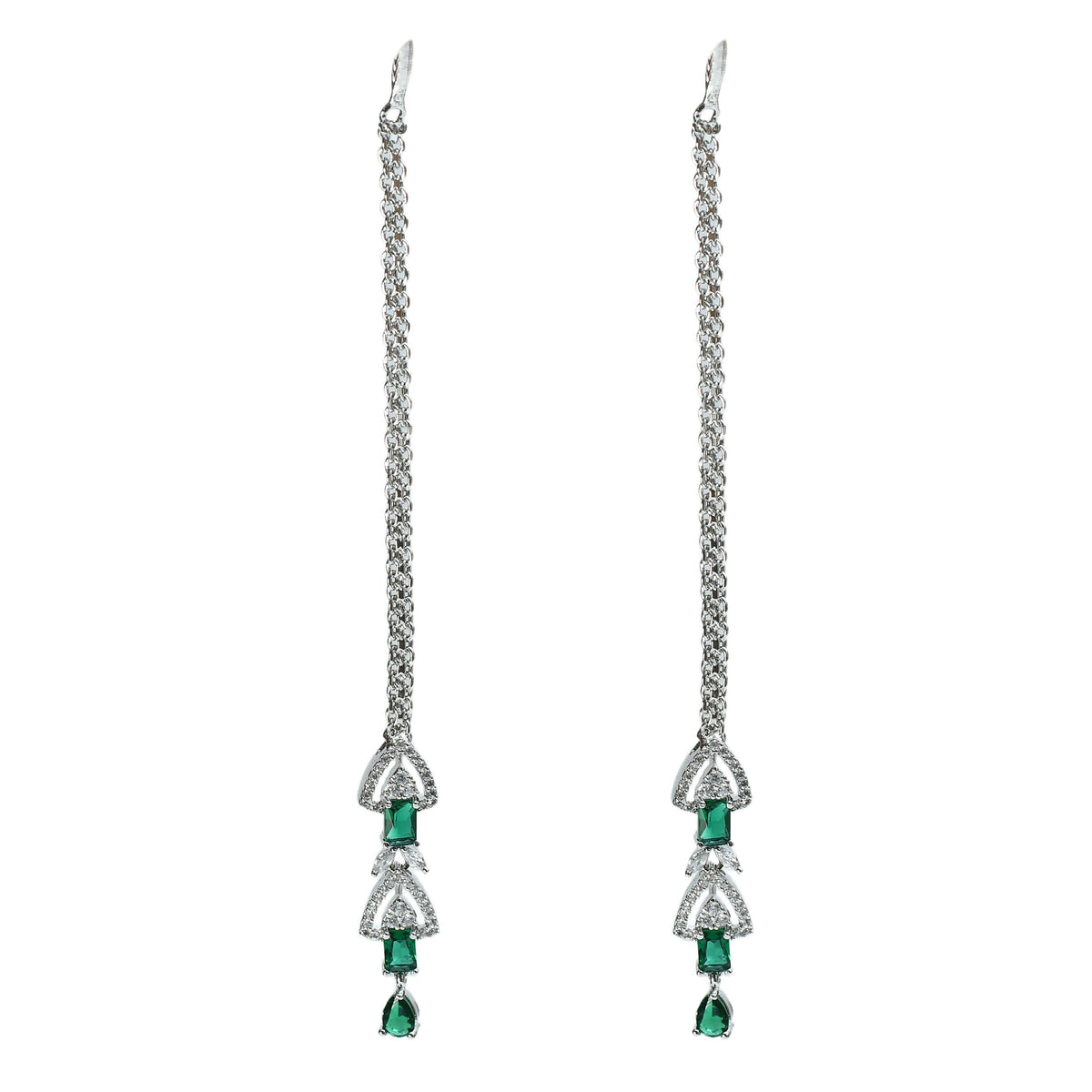 Mominos Fashion Johar Kamal Silver-Plated American Diamond Green Choker Set | Grocsy