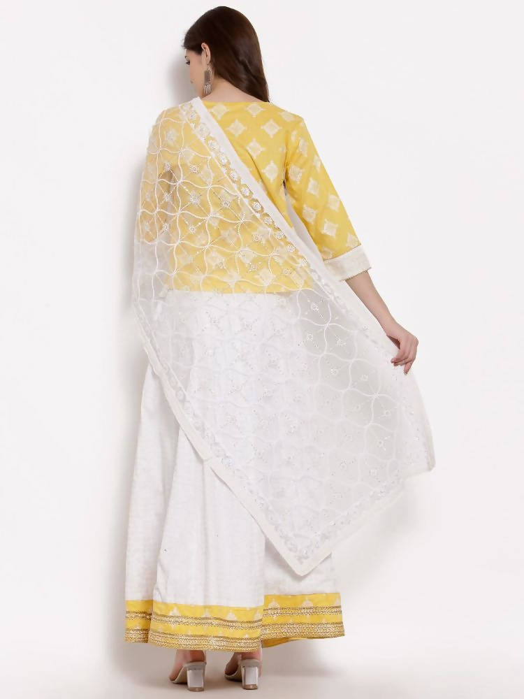 Myshka Women's Yellow Cotton 3/4 Sleeve Round Neck Printed Casual Lehenga Choli Set | Grocsy