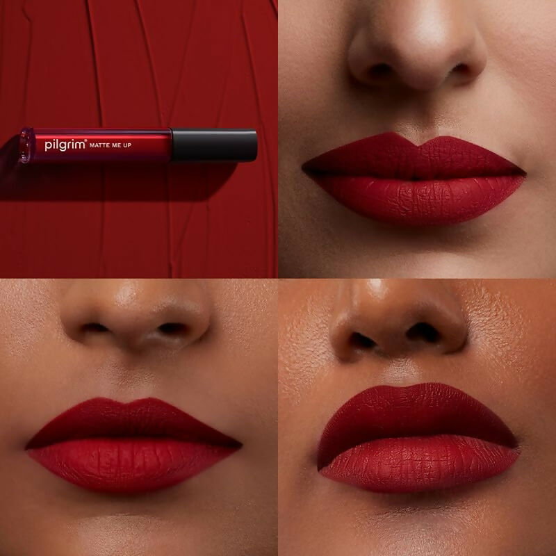 Pilgrim Liquid Matte Lipstick with Hyaluronic Acid - The Red Stiletto | Grocsy