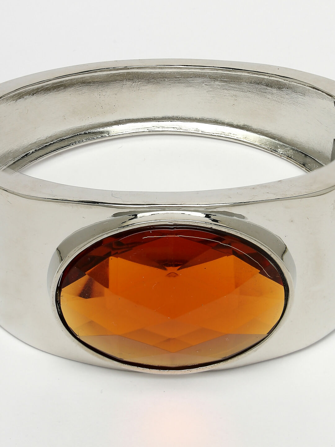 NVR Women Silver-Toned Topaz Rhodium-Plated Kada Bracelet | Grocsy