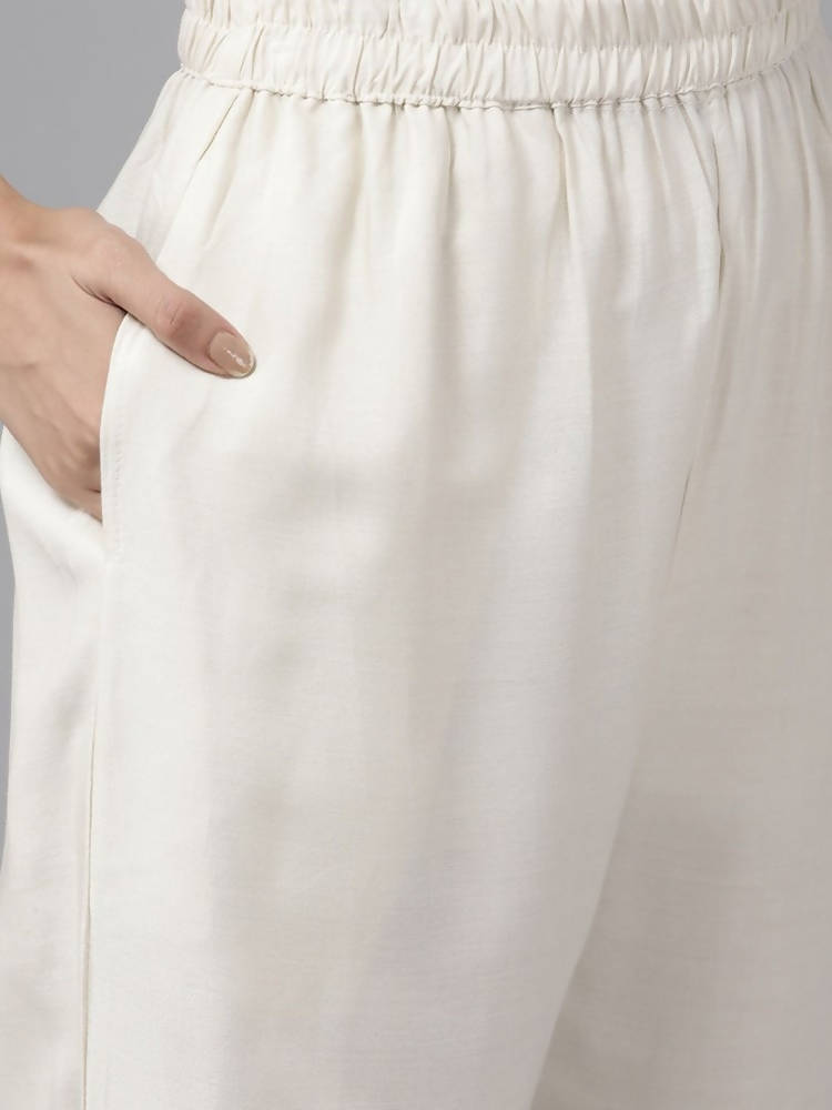 Yufta Green And off White Kurta And Palazzo Set | Grocsy