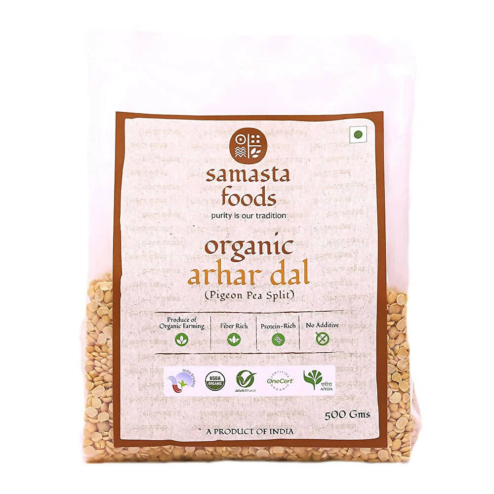 Samasta Foods Organic Arhar Dal (Pigeon Pea Split) | Grocsy
