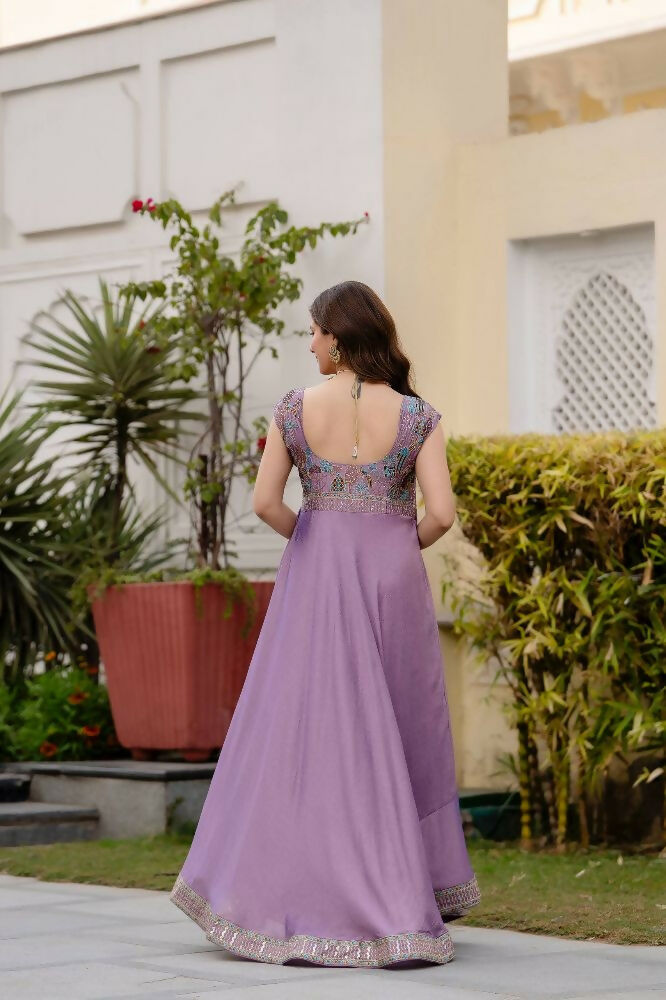 Teeya Creation Lavender Color Vichitra Silk Designer Party Wear long Gown | Grocsy