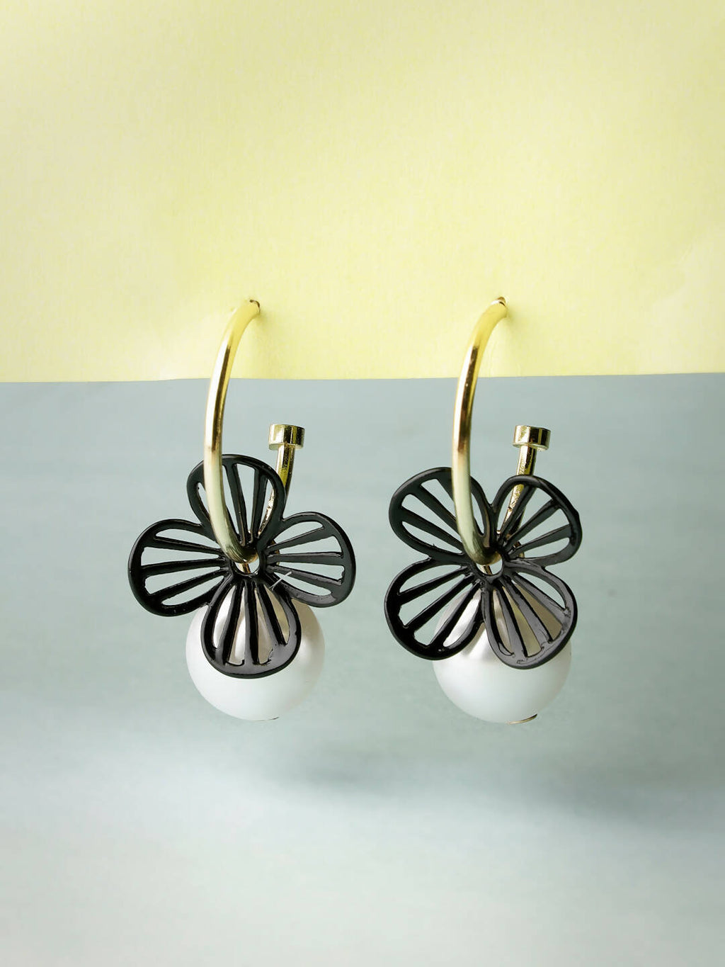 NVR Women Gold-Toned Teardrop Shaped Drop Earrings | Grocsy