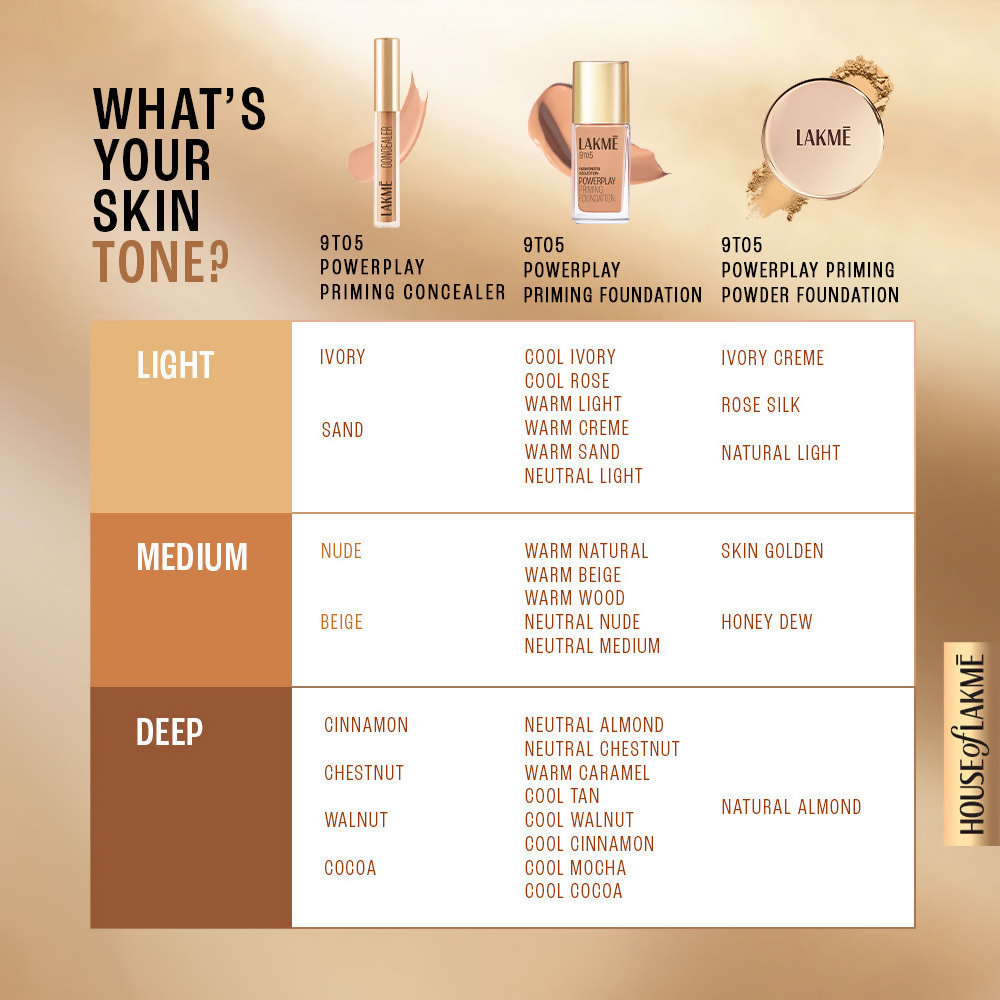 Lakme Powerplay Priming Powder Foundation, 3-In-1, Lasting Matte - Ivory Cream | Grocsy