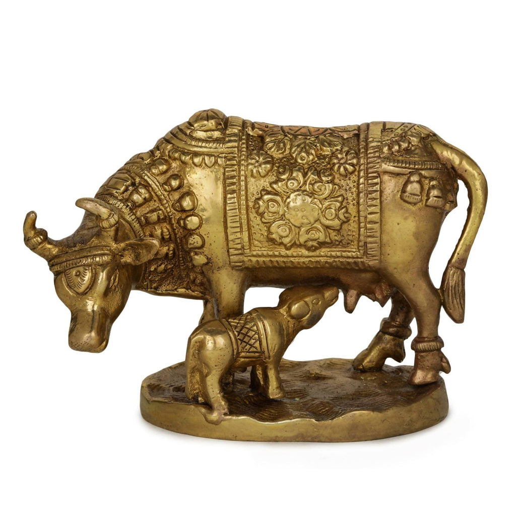 Devlok Lord Krishna's Kamdhenu Cow with Calf Idol | Grocsy