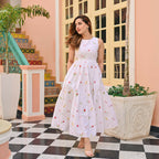 The52 Women's Gorgeous Thread work Cotton Rayon Fabric Flared Dress | Grocsy
