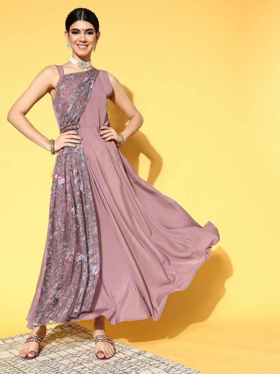 Ahalyaa Women's Traditional wear Dress - Mauve | Grocsy
