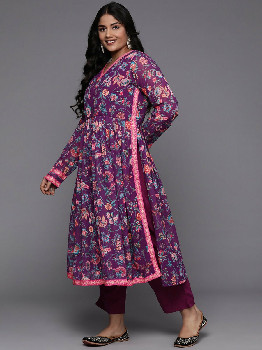Ahalyaa Women's Traditional wear Kurta Set - Purple | Grocsy