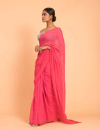 Suta Pink Solid Pure Cotton Saree | Grocsy