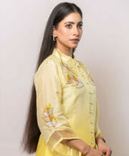 Timaraa Aurora Yellow Ombre Shaded Silk Co-Ord Set | Grocsy