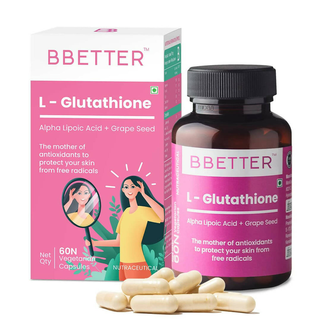 BBETTER L-Glutathione Capsules with Alpha Lipoic Acid, Grape Seed Extract for Skin | Grocsy