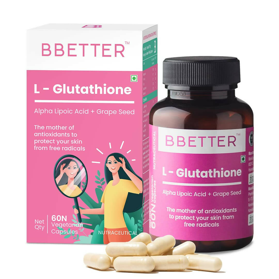 BBETTER L-Glutathione Capsules with Alpha Lipoic Acid, Grape Seed Extract for Skin | Grocsy